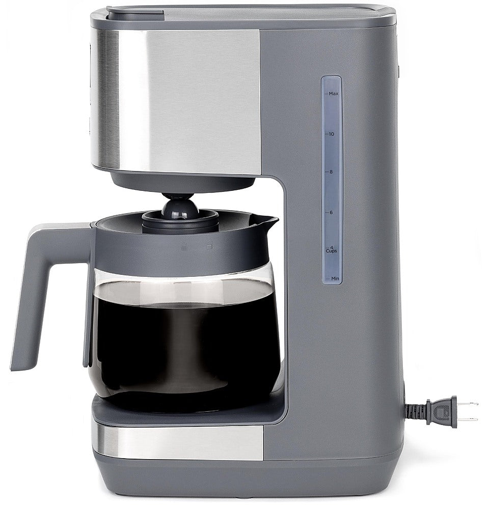 GE - 12 Cup Programmable Coffee Maker with Adjustable Keep Warm Plate and Glass Carafe - Stainless Steel_3