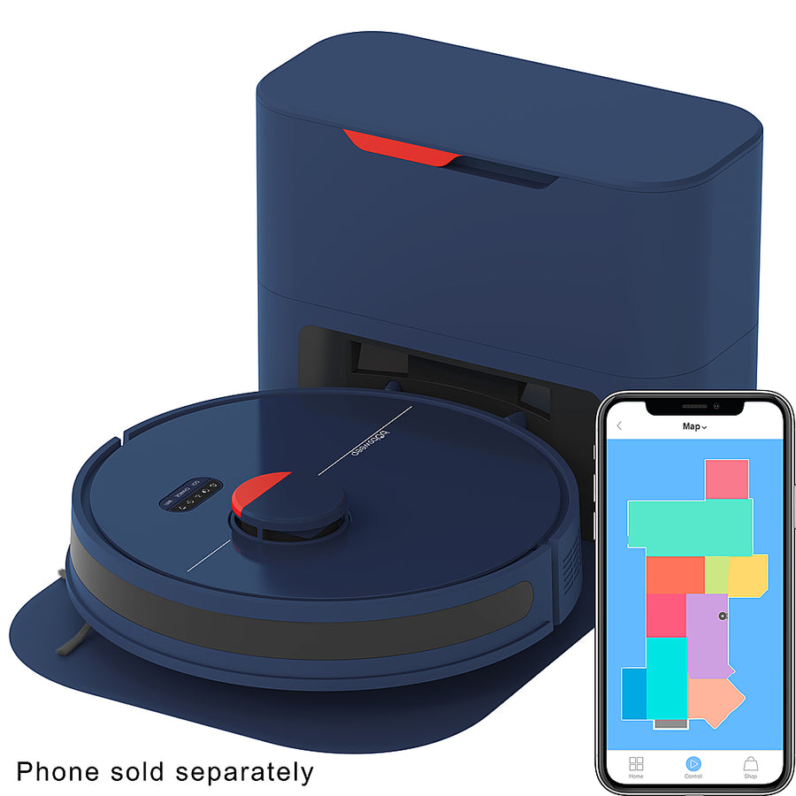 bObsweep - Dustin Wi-Fi Connected Self-Emptying Robot Vacuum and Mop - Navy_0