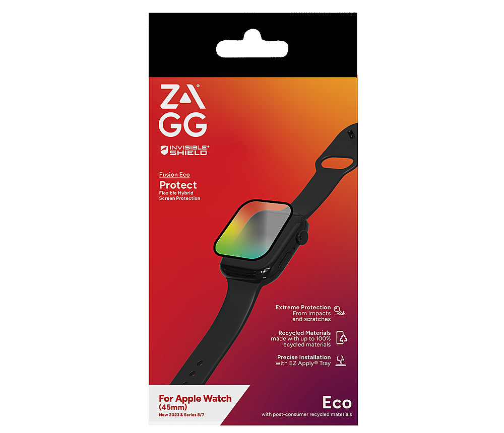 ZAGG - InvisibleShield Fusion Eco Flexible Hybrid Screen Protector for Apple Watch Series 7/8/9 45mm - Clear_1