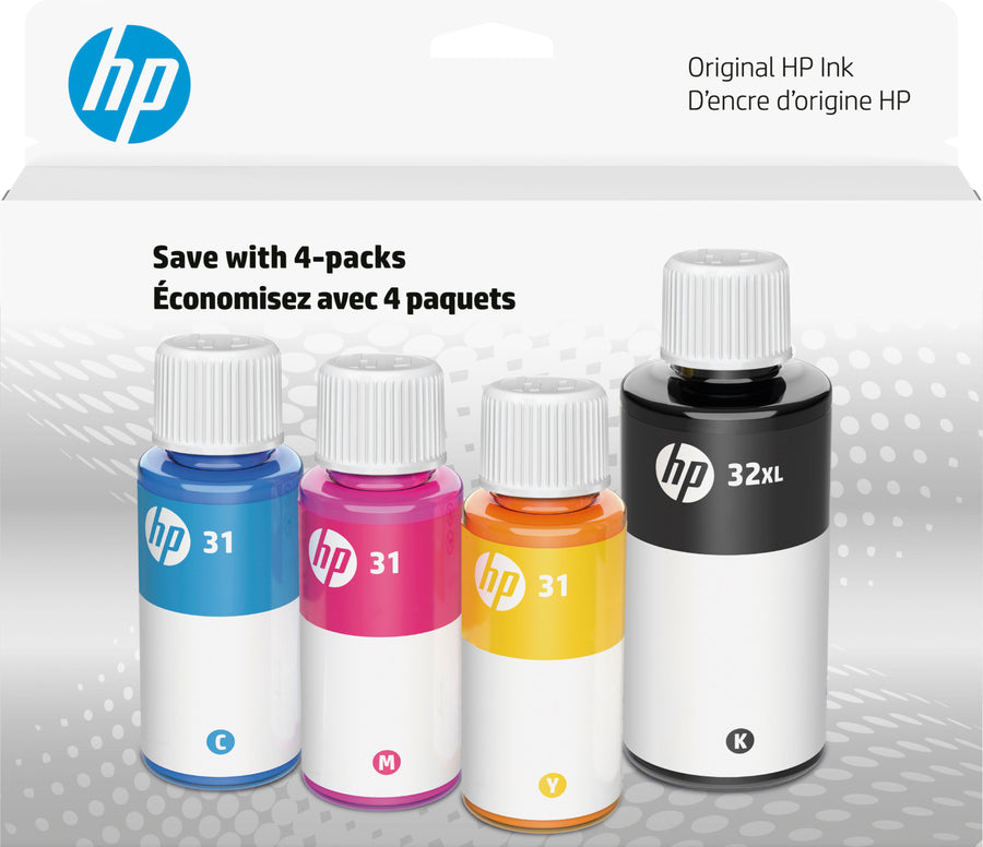 HP - 31/32XL 4-Pack Original Ink Bottles - Black/Cyan/Magenta/Yellow_0