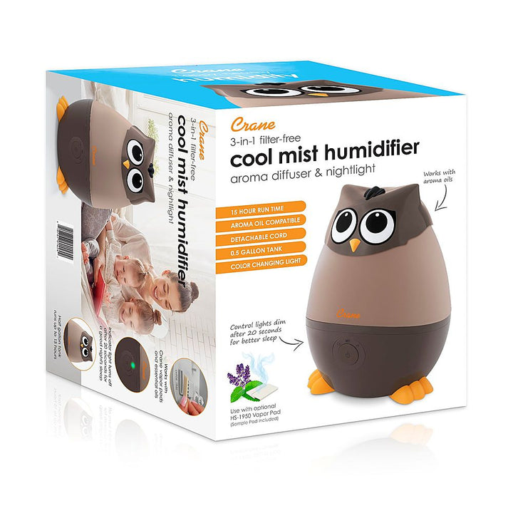 CRANE - Mini Owl - Cool Mist Humidifier, 0.5 Gal. - Brown_5