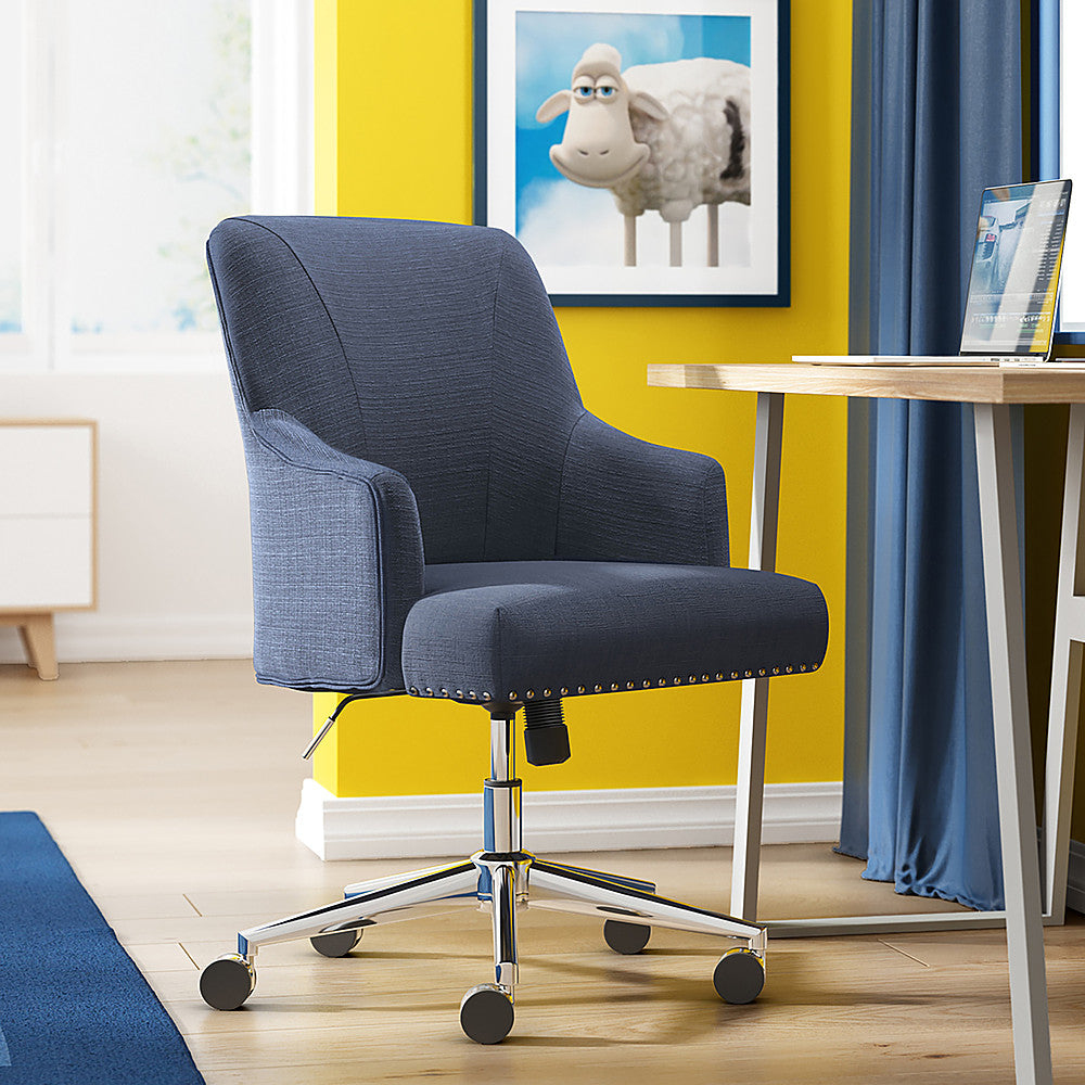 Serta - Leighton Modern Memory Foam & Twill Fabric Home Office Chair - Blue_1