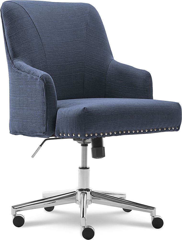 Serta - Leighton Modern Memory Foam & Twill Fabric Home Office Chair - Blue_0