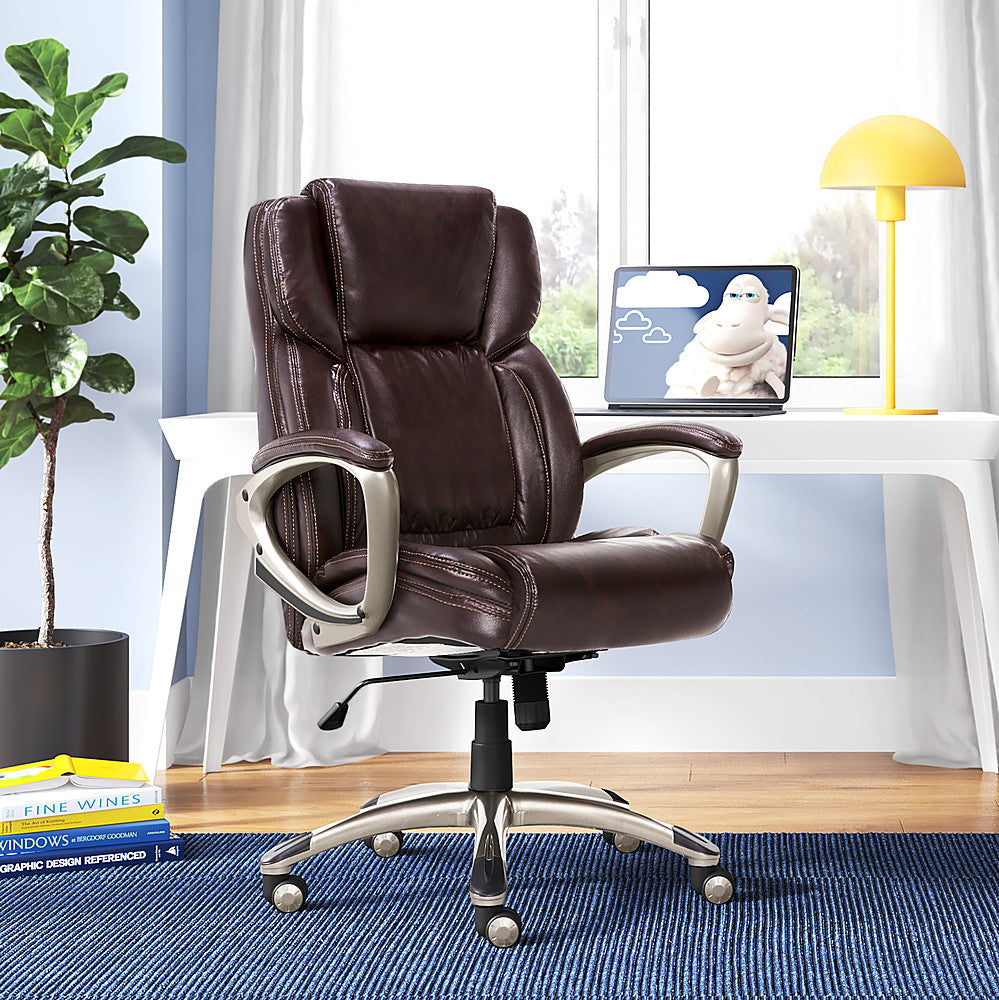 Serta - Garret Bonded Leather Executive Office Chair with Premium Cushioning - Brown_1