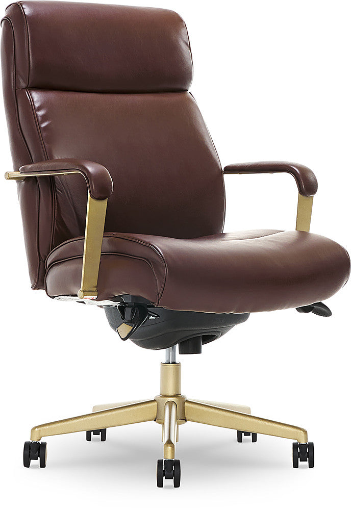 La-Z-Boy - Modern Melrose Executive Office Chair with Brass Finish - Brown_0