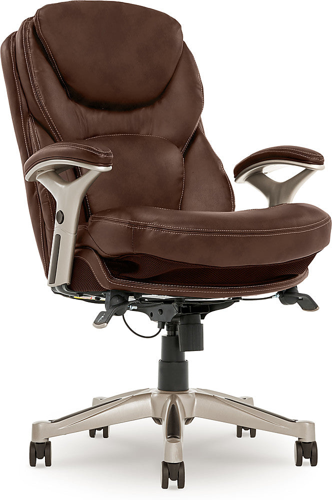 Serta - Upholstered Back in Motion Health & Wellness Office Chair with Adjustable Arms - Bonded Leather - Chestnut Brown_0