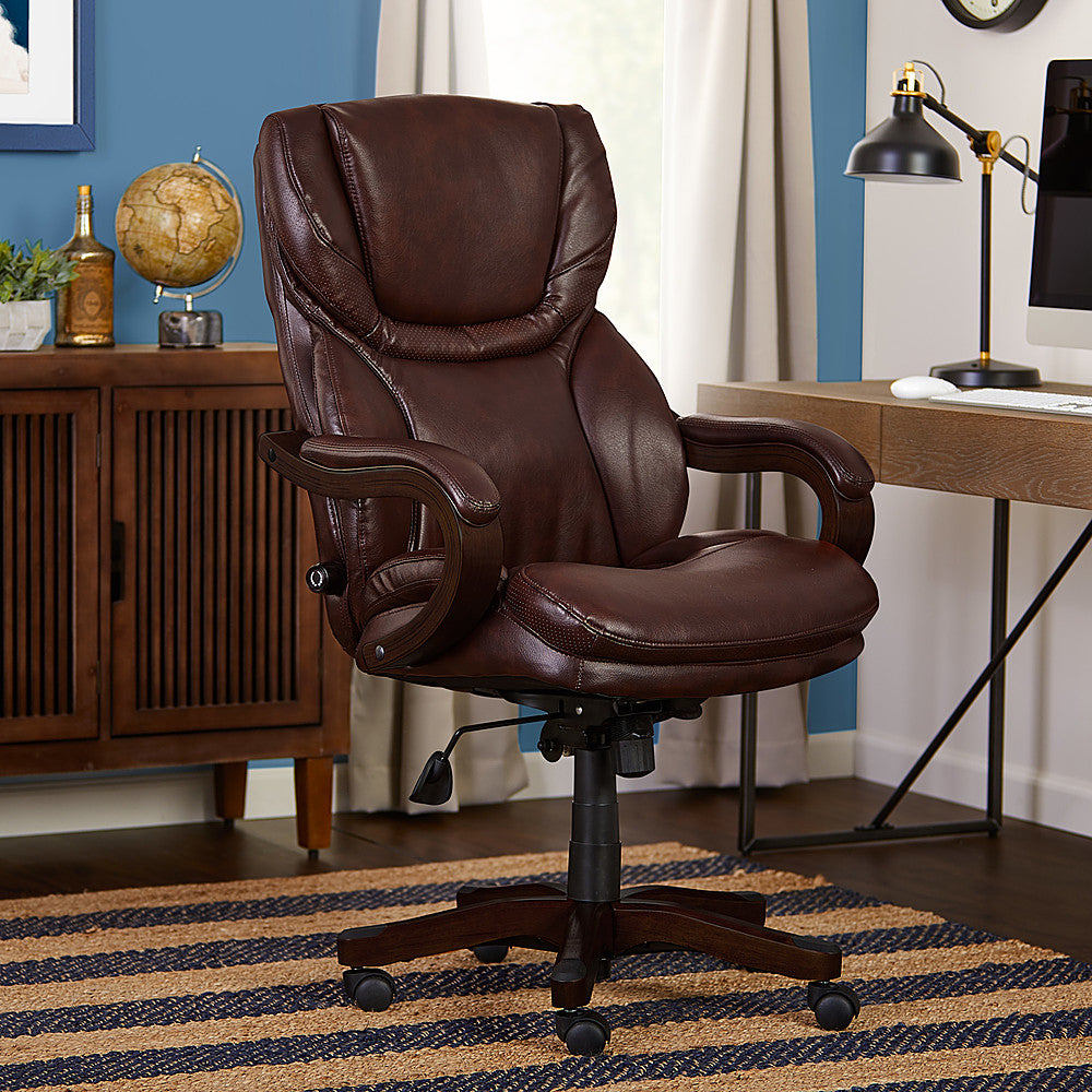 Serta - Big and Tall Bonded Leather Executive Chair - Chestnut Brown_1
