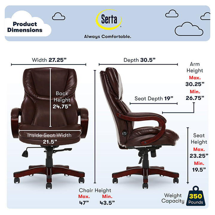 Serta - Big and Tall Bonded Leather Executive Chair - Chestnut Brown_2