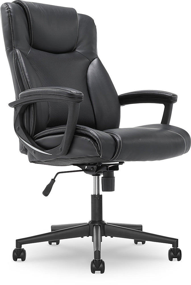 Serta - Connor Upholstered Executive High-Back Office Chair with Lumbar Support - Bonded Leather - Black_0