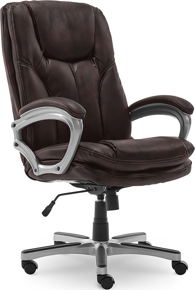 Serta - Benton Big and Tall Puresoft Faux Leather Executive Office Chair - 350 lb capacity - Chestnut_0