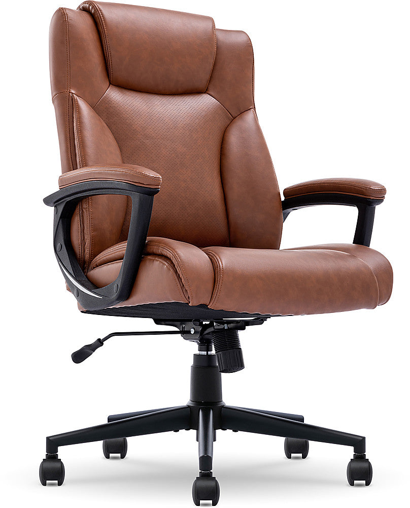 Serta - Connor Upholstered Executive High-Back Office Chair with Lumbar Support - Bonded Leather - Cognac_0