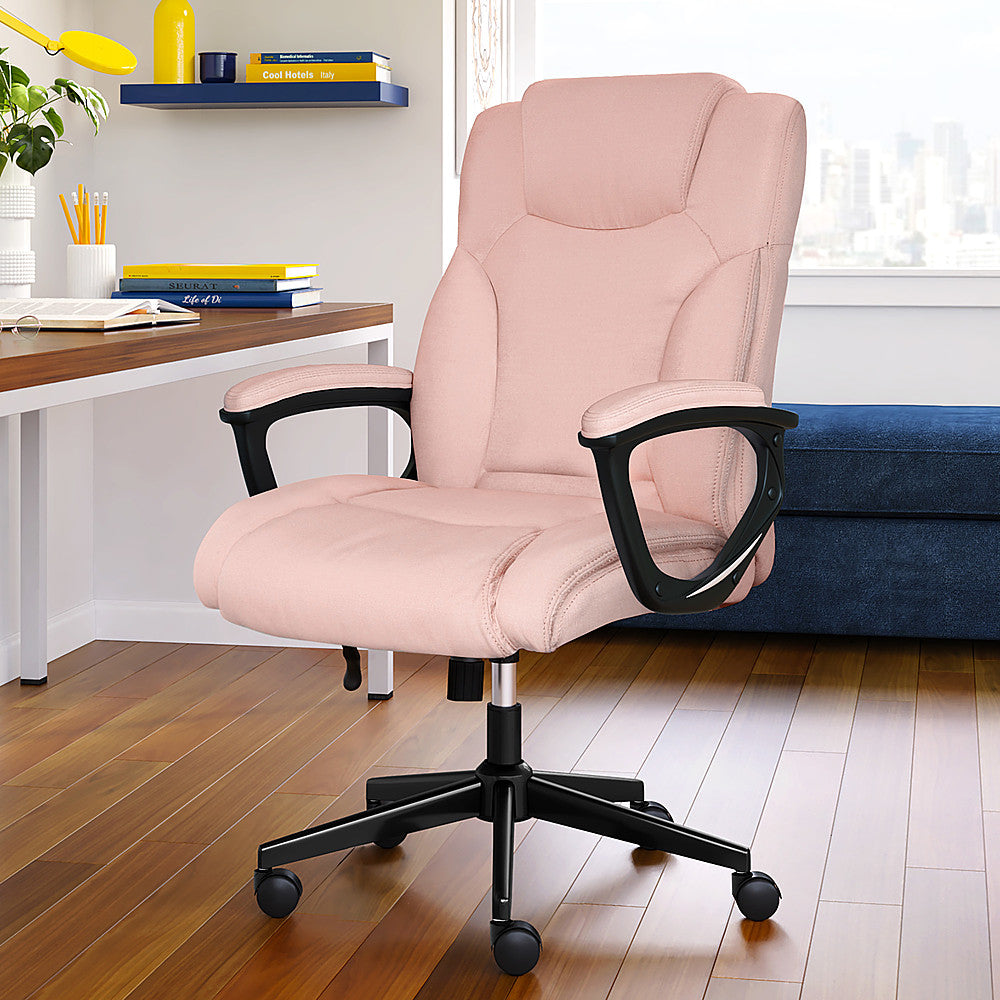 Serta - Connor Upholstered Executive High-Back Office Chair with Lumbar Support - Microfiber - Pink_1