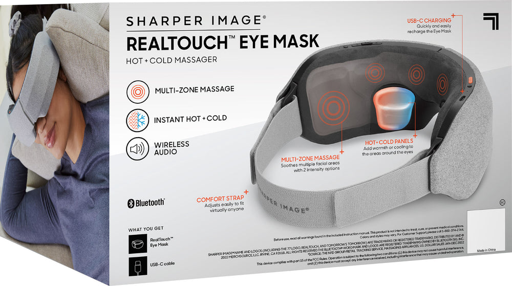 Sharper Image - RealTouch Eye Mask, Hot + Cold Massager - Gray_1