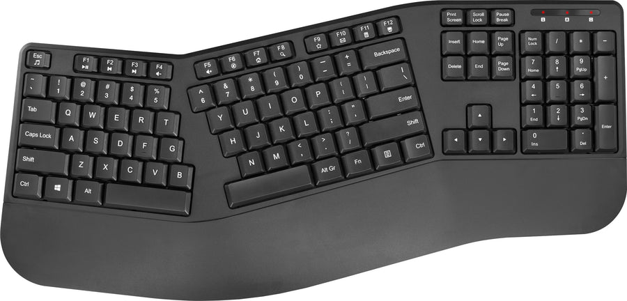 Insignia™ - Full-Size Wireless Ergonomic Membrane Keyboard - Black_0