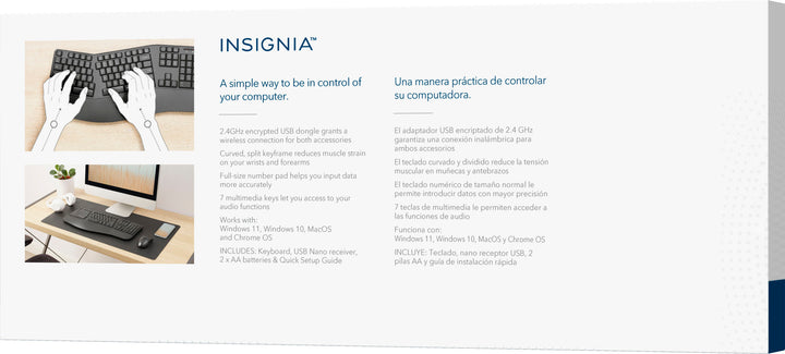 Insignia™ - Full-Size Wireless Ergonomic Membrane Keyboard - Black_3