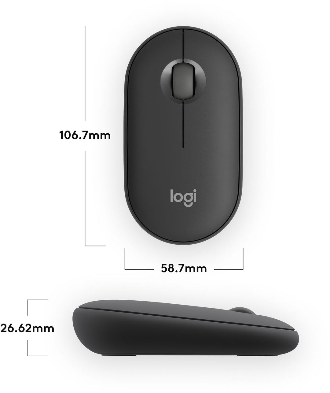 Logitech - Pebble Mouse 2 M350s Slim Lightweight Wireless Silent Ambidextrous Mouse with Customizable Buttons - Graphite_2