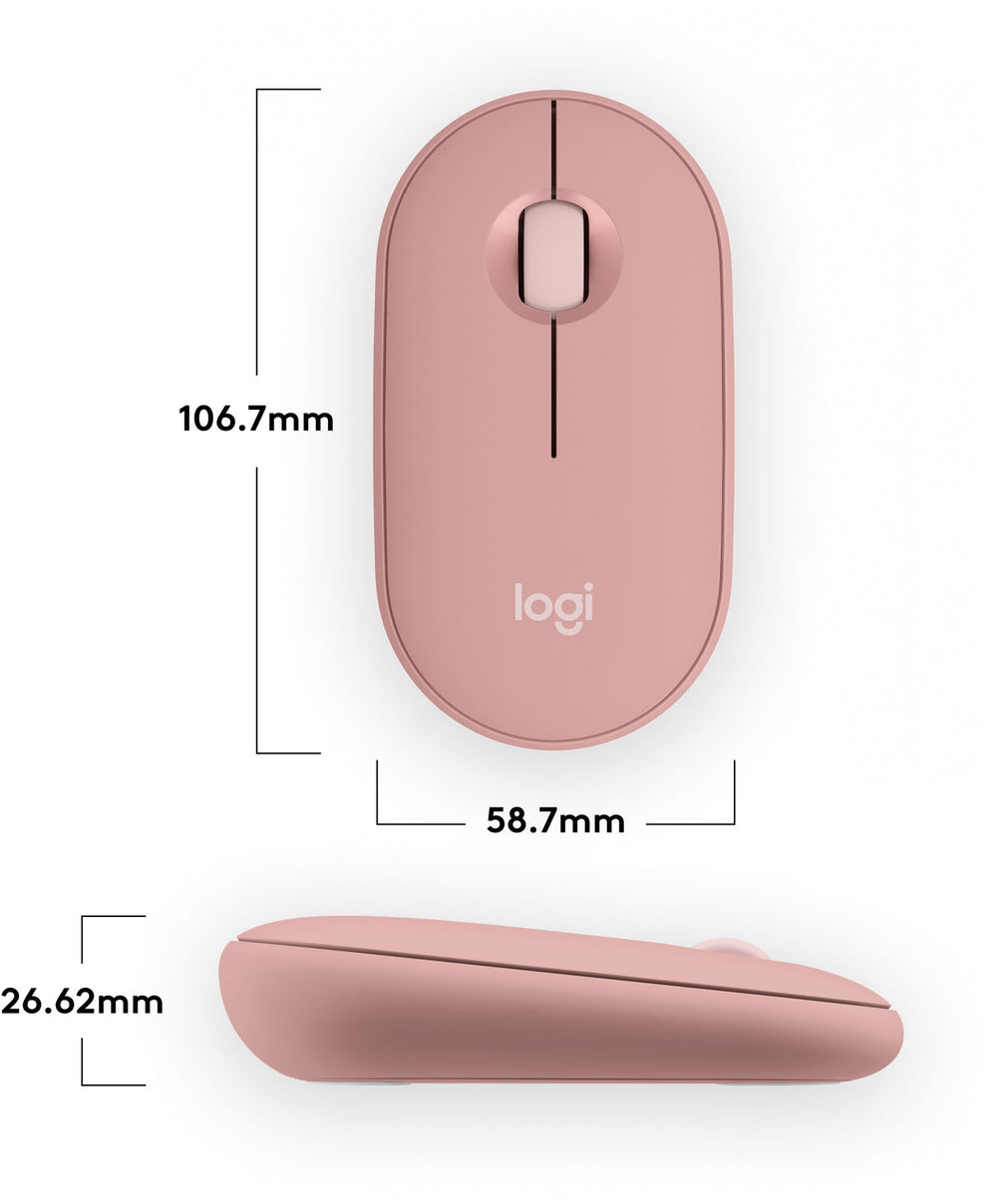 Logitech - Pebble Mouse 2 M350s Slim Lightweight Wireless Silent Ambidextrous Mouse with Customizable Buttons - Rose_1