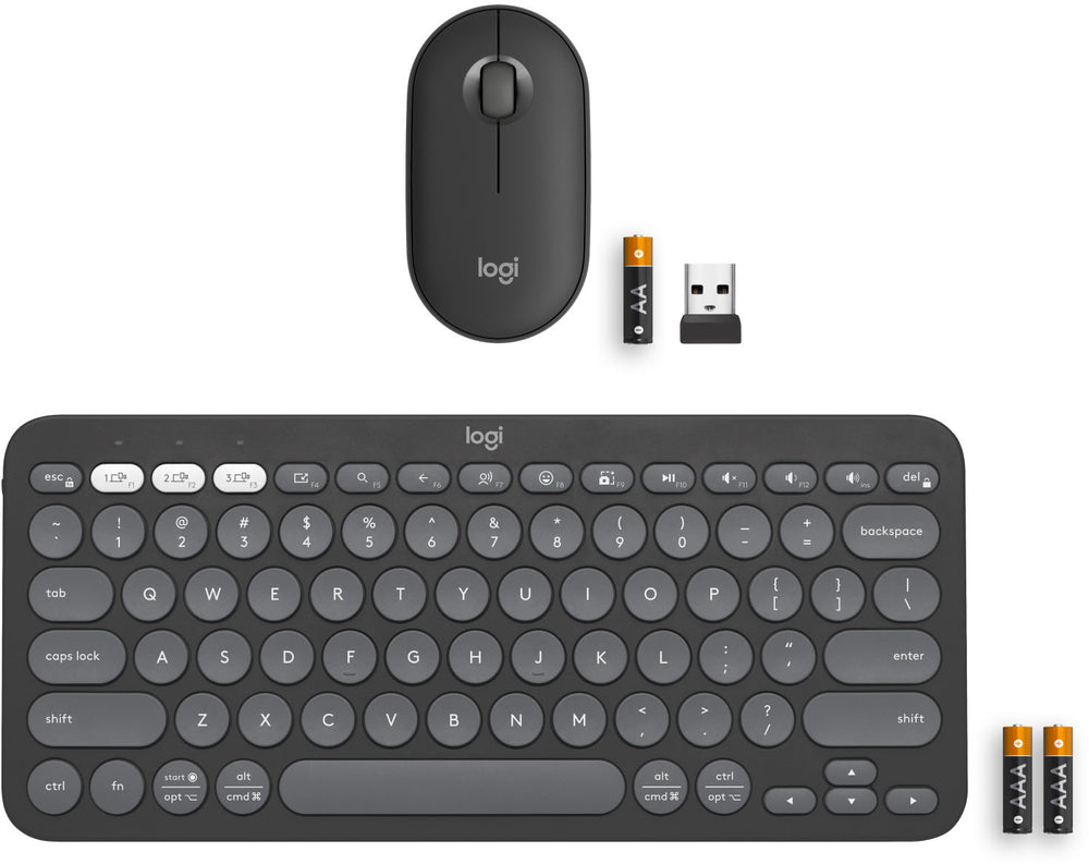 Logitech - Pebble 2 Combo Compact Wireless Scissor Keyboard and Mouse Bundle for Windows, macOS, iPadOS, Chrome - Graphite_1