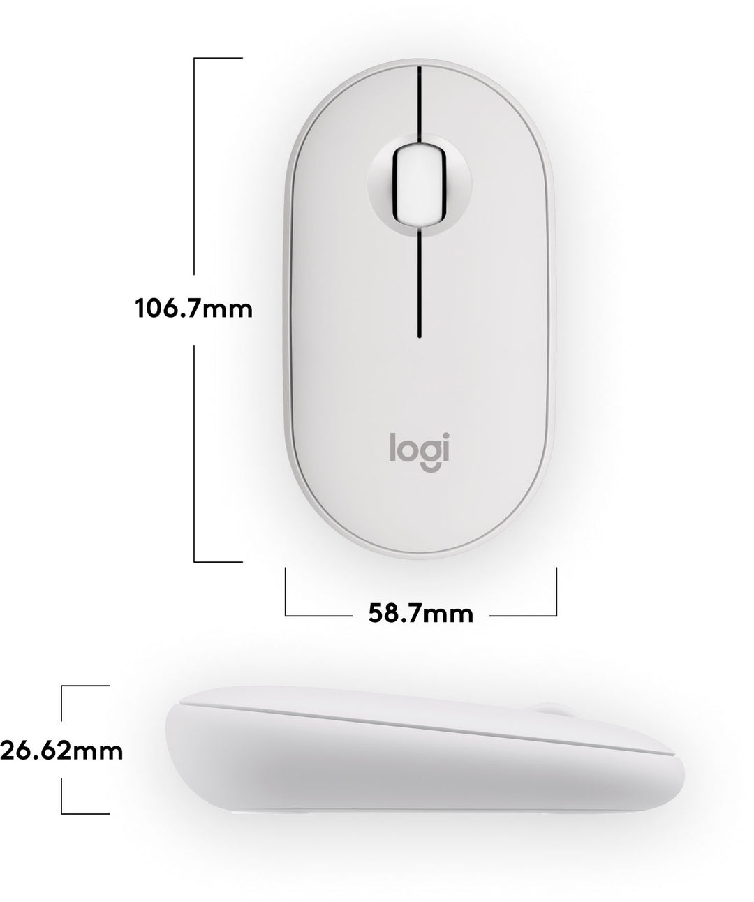 Logitech - Pebble Mouse 2 M350s Slim Lightweight Wireless Silent Ambidextrous Mouse with Customizable Buttons - Off-White_1