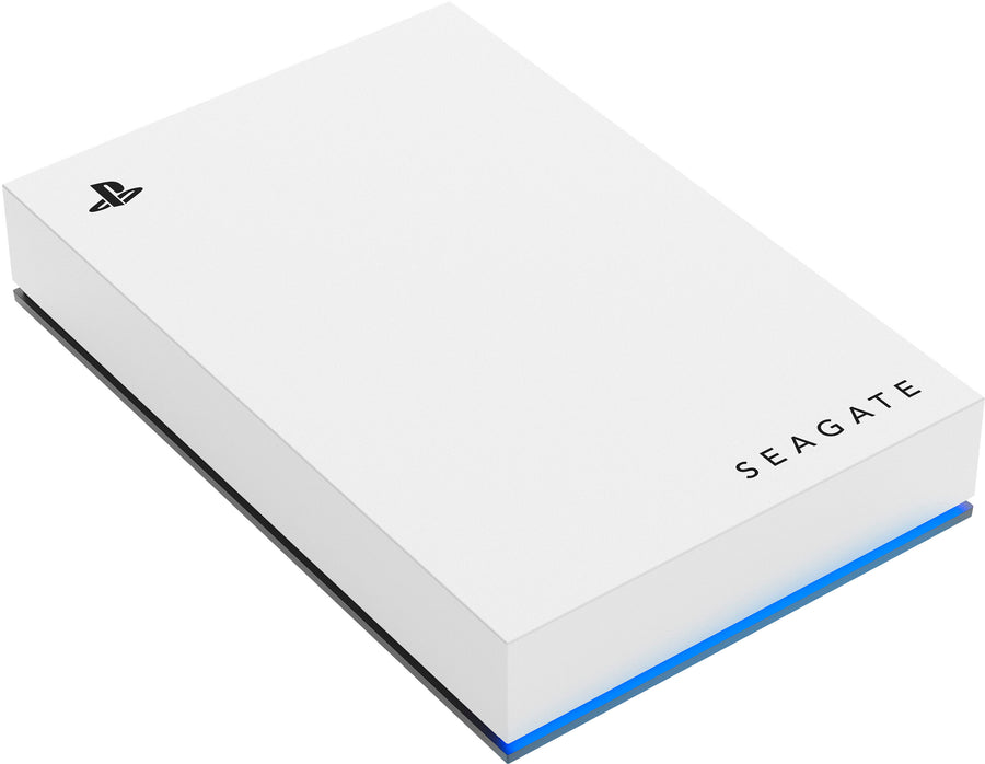 Seagate - Game Drive for PlayStation Consoles 5TB External USB 3.2 Gen 1 Portable Hard Drive with Blue LED Lighting - White_0