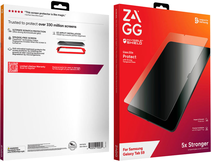 ZAGG - InvisibleShield Glass Elite Advanced Tempered Glass Screen Protector for Samsung Galaxy Tab S9 - Clear_1