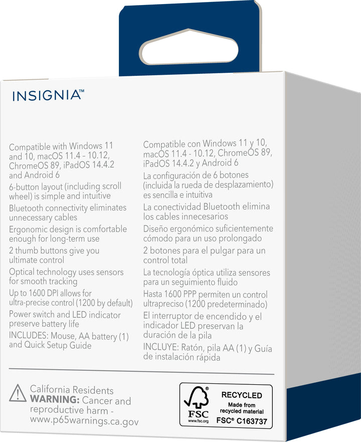 Insignia™ - Bluetooth 6-Button Ergonomic Mouse - Black_4