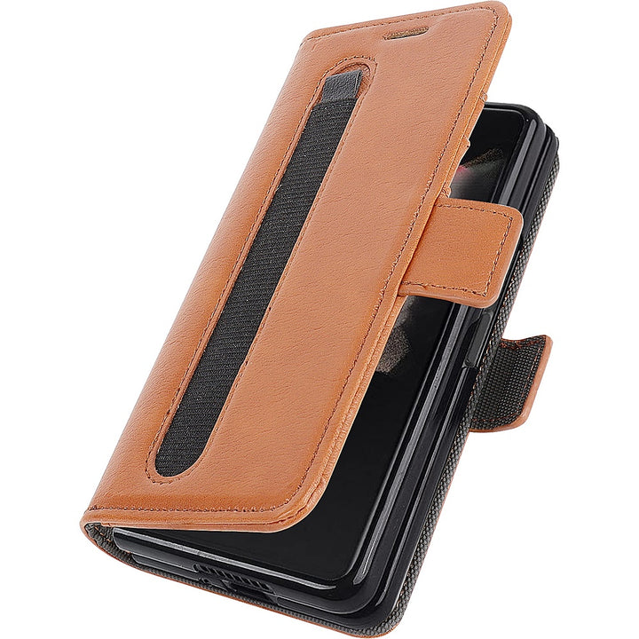 SaharaCase - Leather Folio Wallet Case for Samsung Galaxy Z Fold5 - Brown_3