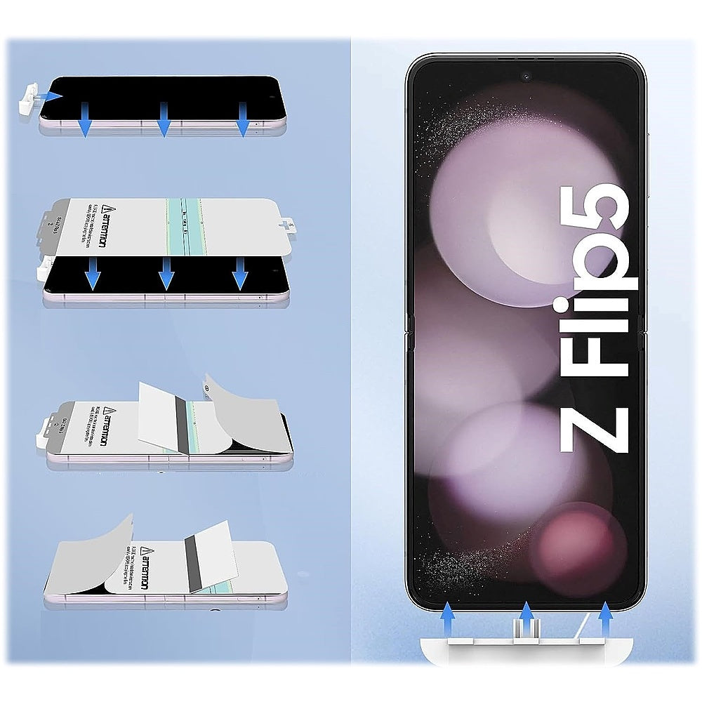 SaharaCase - ZeroDamage Ultra Strong+ Tempered Glass + Film Screen Protector for Samsung Galaxy Z Flip5 (2-Pack) - Clear_1