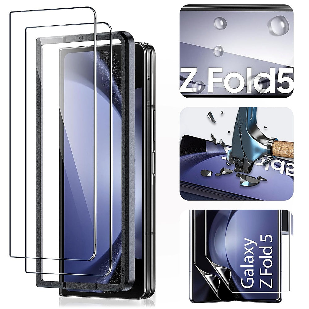 SaharaCase - ZeroDamage Ultra Strong+ Tempered Glass + Film Screen Protector for Samsung Galaxy Z Fold5 (2-Pack) - Clear_3