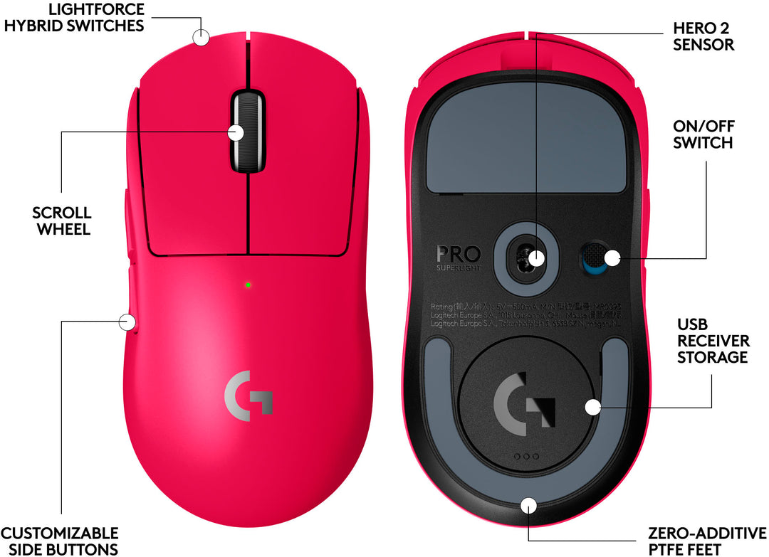 Logitech G PRO X SUPERLIGHT 2 LIGHTSPEED Lightweight Wireless Optical Gaming Mouse with HERO 32K DPI Sensor_4