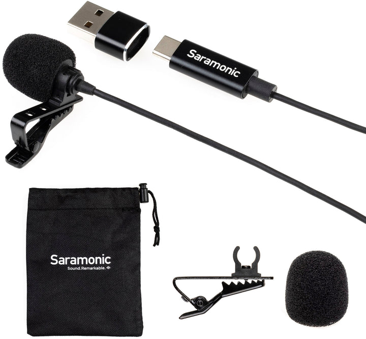 Saramonic - Lavalier Mic w/ USB-C Output, 6.6' Cable & USB Adapter for Mobile Devices & Computers_0