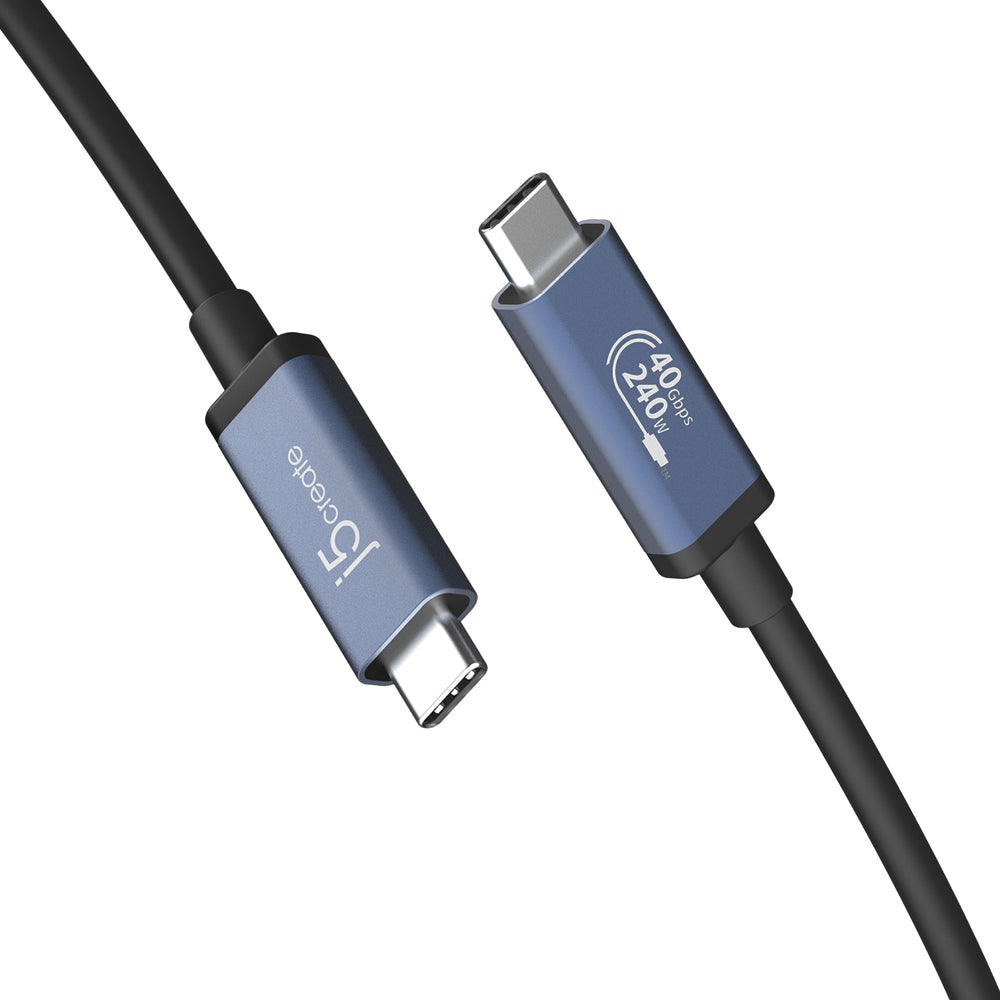 j5create - 240W Full-Featured USB-C Cable (USB4 Gen 3) - Black/Grey_1