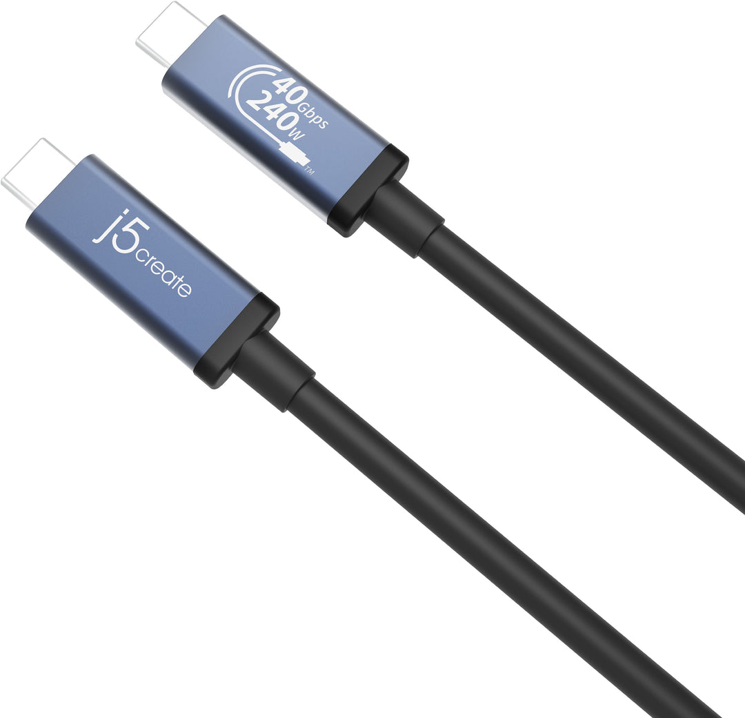 j5create - 240W Full-Featured USB-C Cable (USB4 Gen 3) - Black/Grey_2