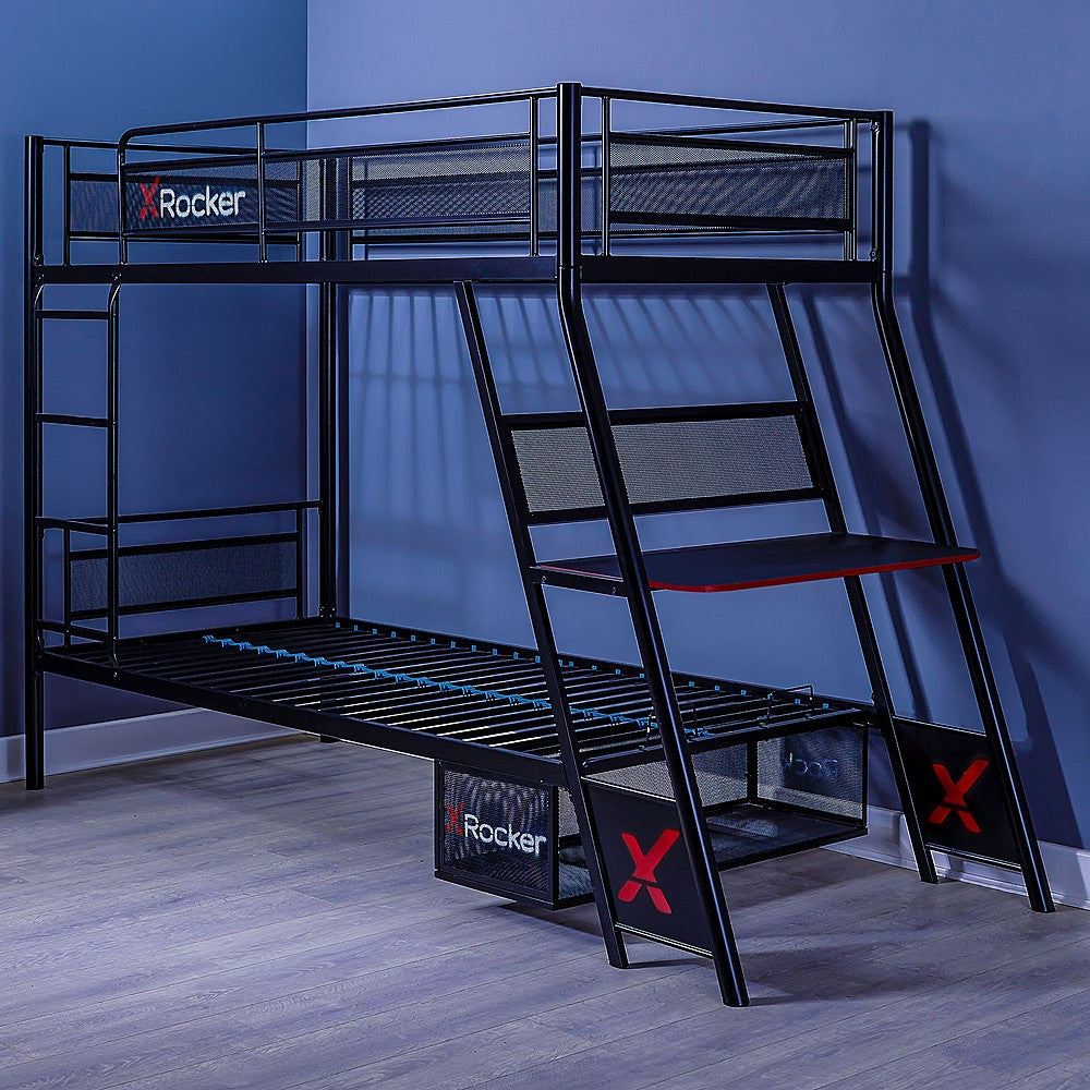 X Rocker - Armada Twin over Twin Gaming Bunk Bed with Built-In Gaming Desk, Black, Twin/Twin - Black_7