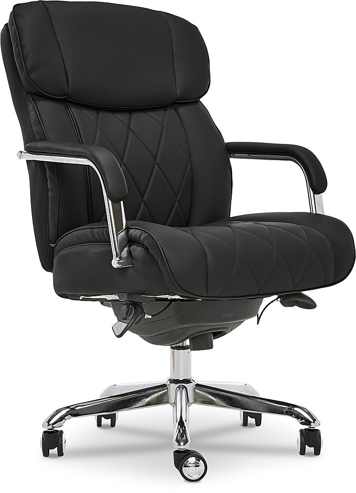 La-Z-Boy - Comfort and Beauty Sutherland Diamond-Quilted Bonded Leather Office Chair - Midnight Black_0