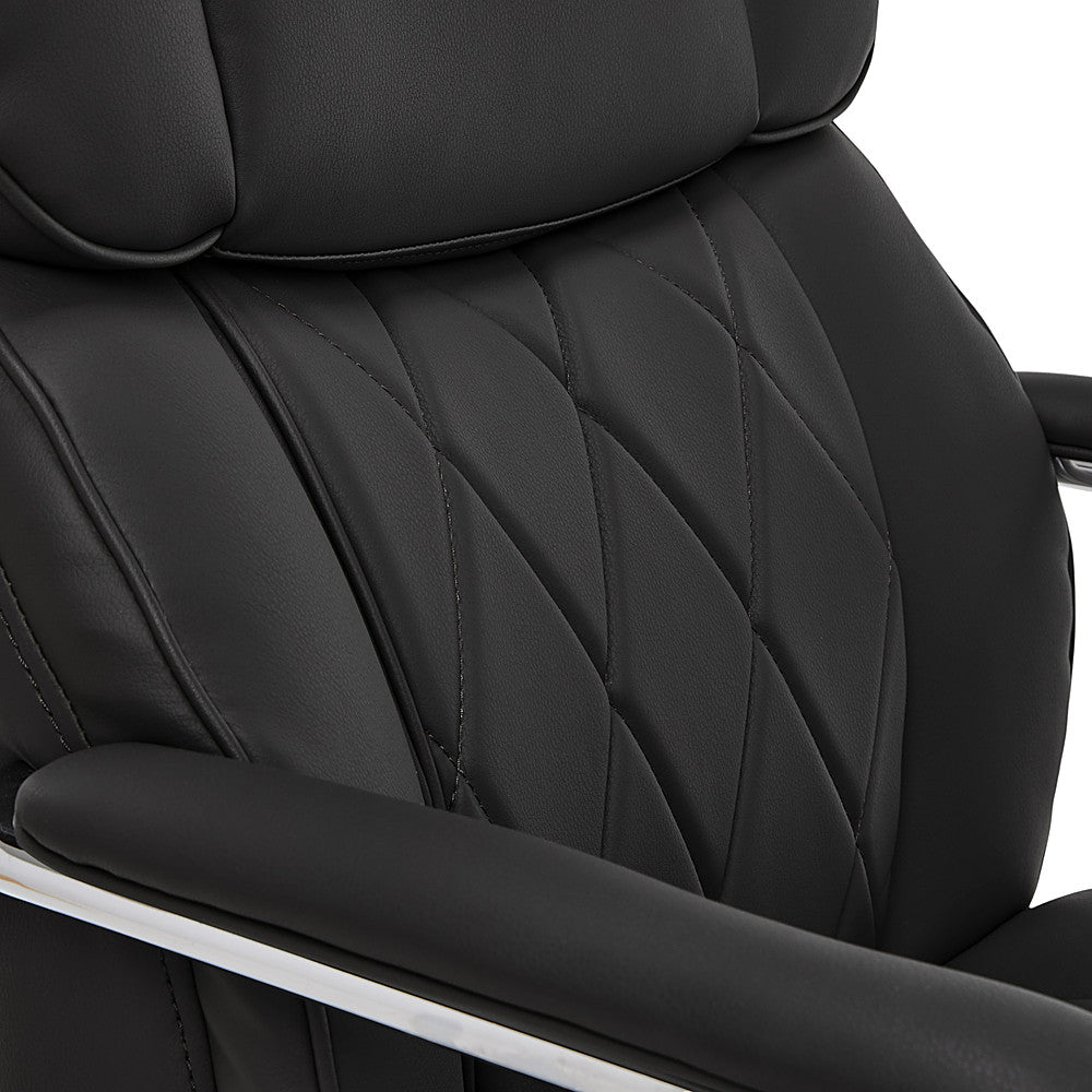 La-Z-Boy - Comfort and Beauty Sutherland Diamond-Quilted Bonded Leather Office Chair - Midnight Black_11