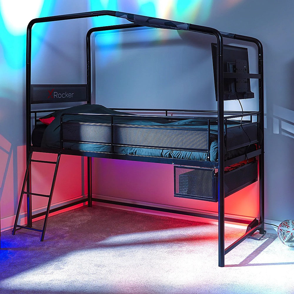 X Rocker - Contra Mid-Sleeper Gaming Bed with TV Mount, Twin - Black_6