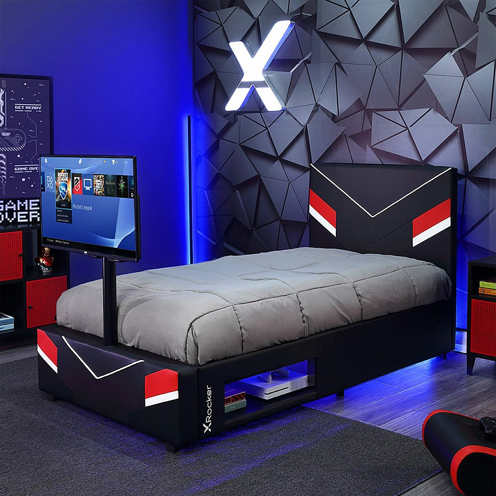 X Rocker - Orion eSports Gaming Bed Frame with TV Mount, Twin - Black/Red_4
