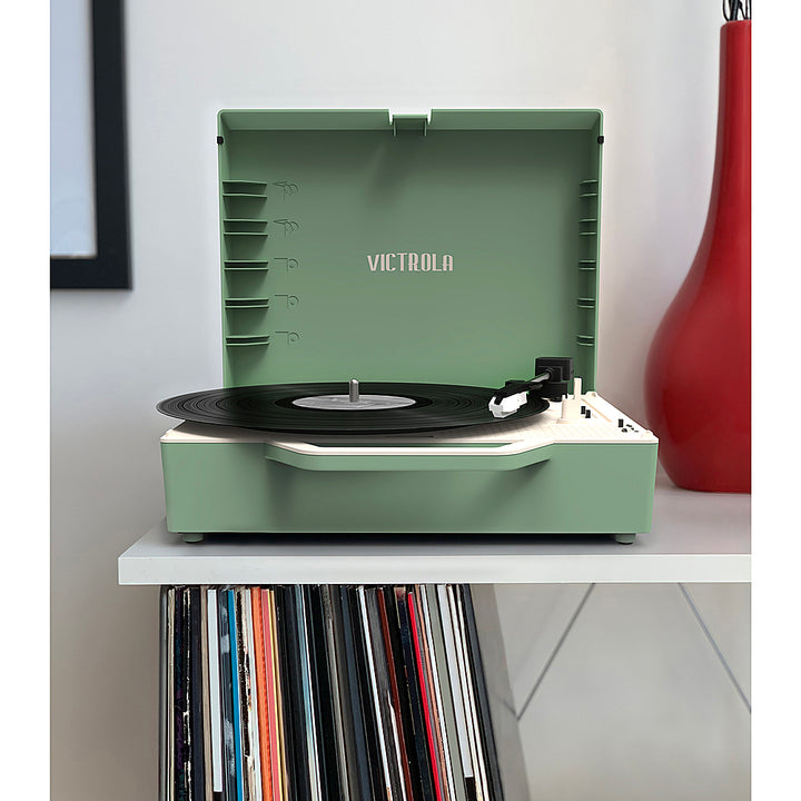 Victrola - Re-Spin Sustainable Bluetooth Suitcase Record Player - Basil Green_3