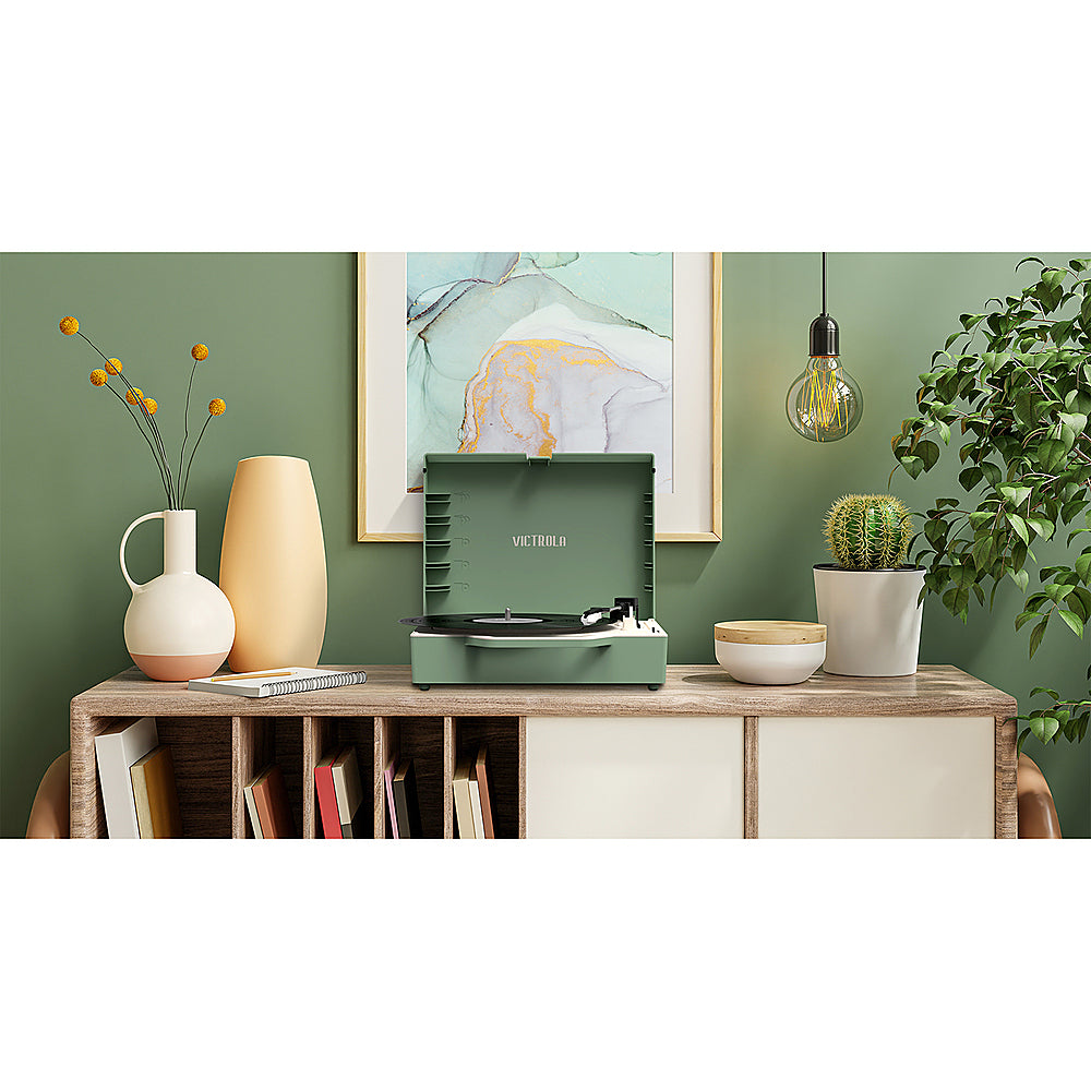 Victrola - Re-Spin Sustainable Bluetooth Suitcase Record Player - Basil Green_1