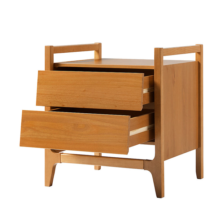 Walker Edison - Mid-Century Modern Solid Wood 2-Drawer Nightstand - Caramel_4