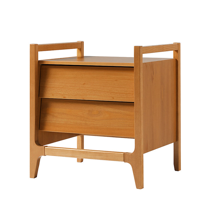 Walker Edison - Mid-Century Modern Solid Wood 2-Drawer Nightstand - Caramel_2