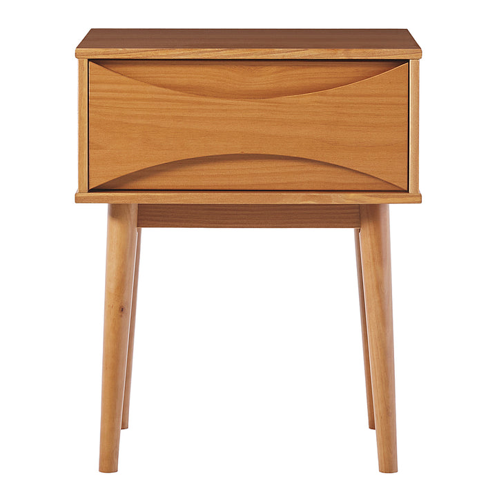 Walker Edison - Mid-Century Modern Solid Wood 1-Drawer Nightstand - Caramel_0