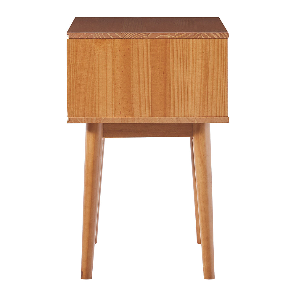 Walker Edison - Mid-Century Modern Solid Wood 1-Drawer Nightstand - Caramel_10