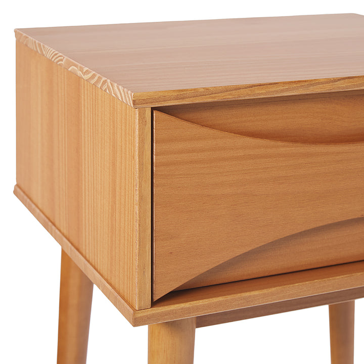 Walker Edison - Mid-Century Modern Solid Wood 1-Drawer Nightstand - Caramel_9
