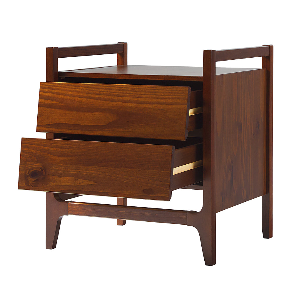 Walker Edison - Mid-Century Modern Solid Wood 2-Drawer Nightstand - Walnut_5