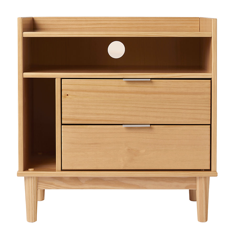 Walker Edison - Mid-Century Modern Solid Wood Tray-Top Nightstand - Natural Pine_0