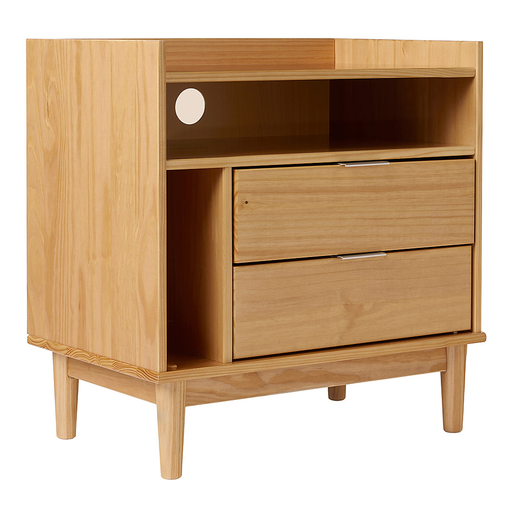 Walker Edison - Mid-Century Modern Solid Wood Tray-Top Nightstand - Natural Pine_1