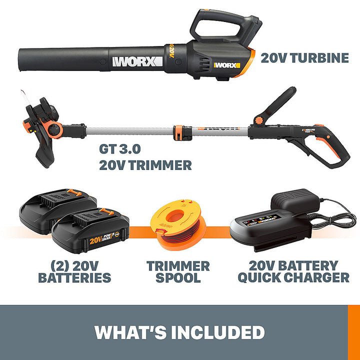 Worx WG928 Power Share 20V GT 3.0 Trimmer & Turbine Blower (Batteries & Charger Included)_6