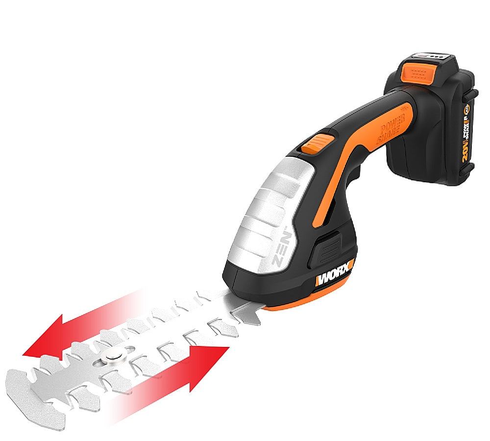 Worx WG801 20V Power Share Cordless 4" Shear and 8" Shrubber Trimmer (Battery & Charger Included) - Black_0